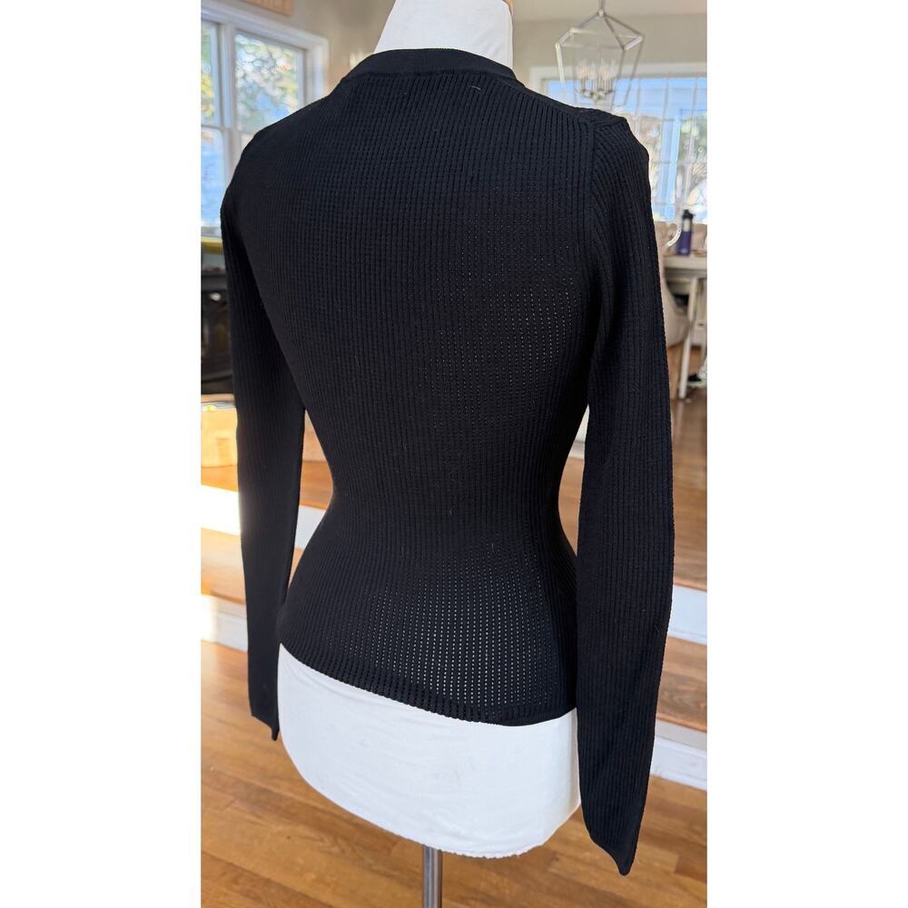 Babaton Waldorf Sculpt Knit Black Long-Sleeve Crewneck Top Shirt NWT Size Small - Picture 15 of 16